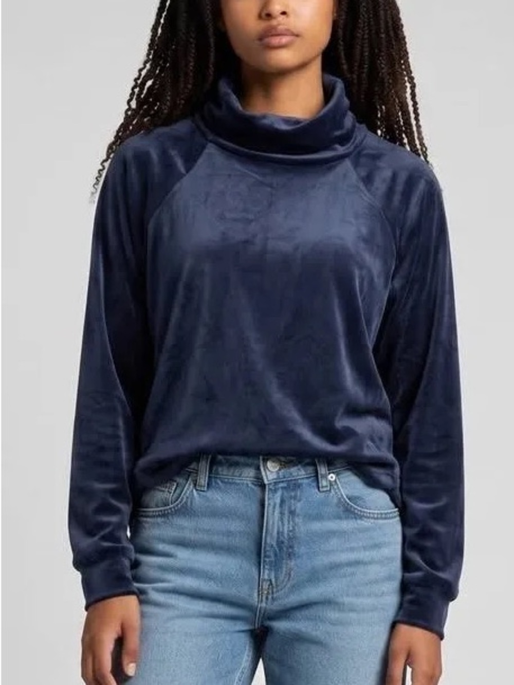 NWT Evereve Women's Navy Velvet Turtleneck Pullover Sweater